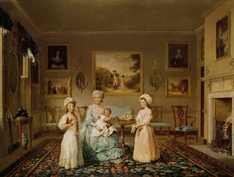 ロンドンの応接室にいるコングレーブ夫妻と子供たち、1782年